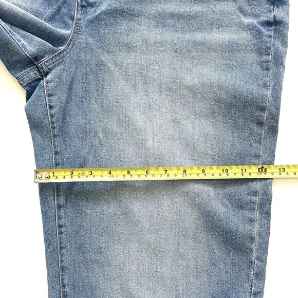 Eloquii Relaxed Jean with Overlap Waistband Light Wash Blue - Picture 10 of 14